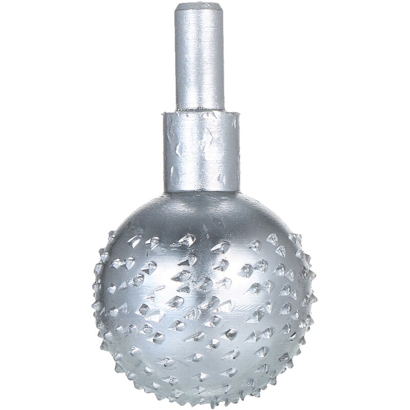 Fresa rotativa de esfera, vástago de 1/4 pulgadas, lima de carburo, acero de tungsteno, cabezal de molienda para tallado de madera, cortador de fresado, cabezal de 3 cm (plata)