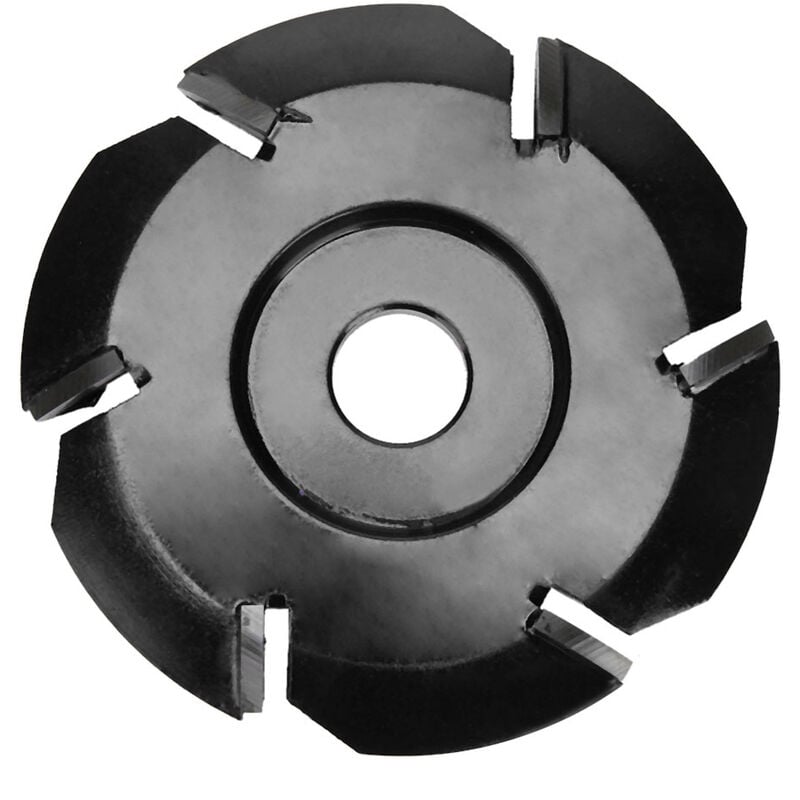 Bandeja de té de carpintería de seis dientes, herramienta de disco de tallado de madera para excavación, cortador de fresado para amoladora angular de apertura de 16Mm (negro)