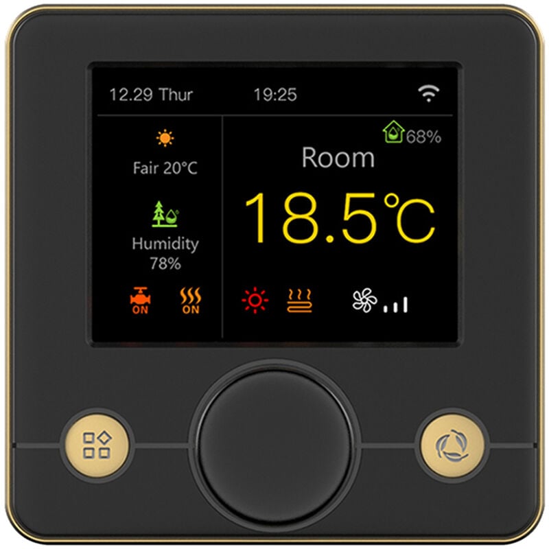 Termostato de caldera inteligente WIFI con pantalla LCD colorida RGB Termostato inteligente Controlador de temperatura constante interior Termostato programable digital (Oro negro)