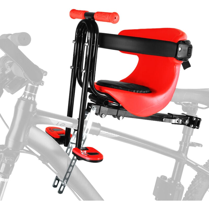 LIXADA Asiento de seguridad para bicicletas para niños Asiento de ciclismo acolchado para niños Asiento de bicicleta para niños montado en la parte delantera para 8 meses a 4 años de edad Hasta 110 lb Rojo