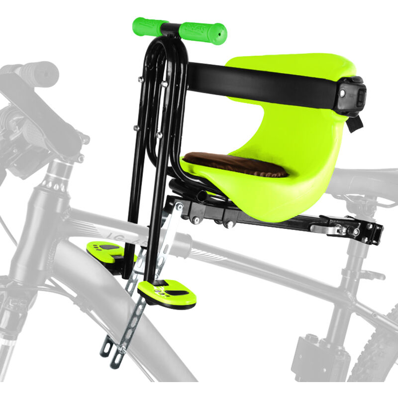 LIXADA Asiento de seguridad para bicicletas para niños Asiento de ciclismo acolchado para niños Asiento de bicicleta para niños montado en la parte delantera para 8 meses a 4 años de edad Hasta 110 lb Verde