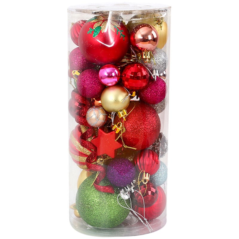 Adornos para árboles de Navidad Juego de adornos navideños de plástico aleatorio sorprendido Pintura temática de color de contraste delicado Colgantes para árboles de Navidad brillantes Colgantes decorativos Adornos navideños Bolas Adornos Juego 24-60 piezas, tamaño grande