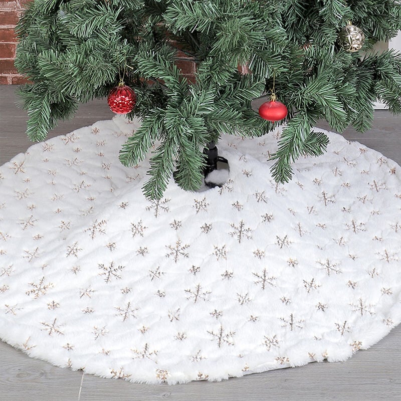 Falda de árbol de Navidad grande de 48 pulgadas, falda de árbol de Navidad reutilizable para decoraciones navideñas, adornos de árbol, festivales de vacaciones, regalo, decoraciones para el hogar (dorado)