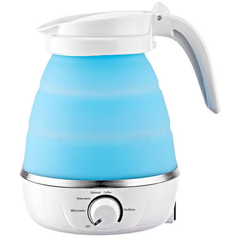 Hervidor Plegable 0.6L Base De Acero Inoxidable De Silicona De Viaje Hervidor De Camping 5 Modos De Ajuste De Temperatura Para Ebullición Café Té Mantener La Leche Del Bebé Caliente, Azul