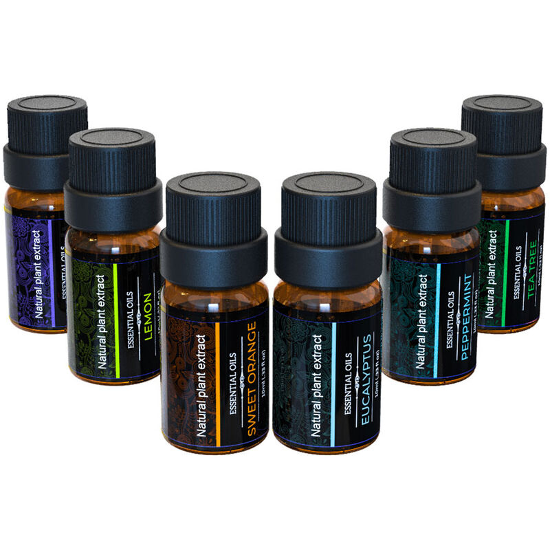 6PCS Set de aceites esenciales naturales 10ML Aceite de aromaterapia esencial de aroma soluble en agua para humidificador de difusor de aceite, multicolor