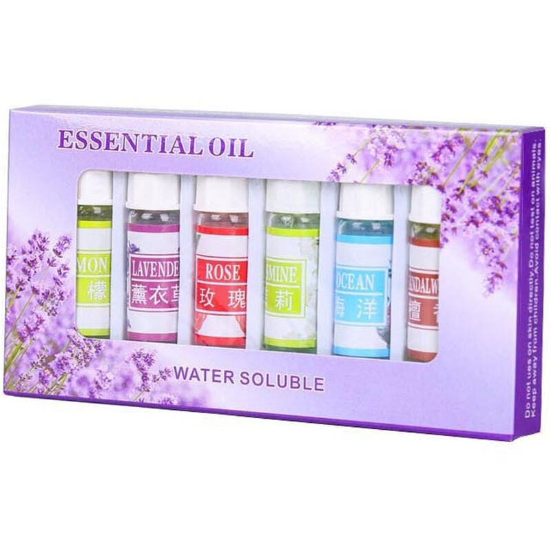 5ML 6PCS Conjunto de aceites esenciales solubles en agua Aceite de aromaterapia natural puro Fragancia corporal esencial para humidificador de difusor de aceite, multicolor