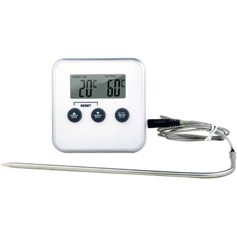 termómetro digital pantalla LCD con temporizador y alerta termómetro de cocina digital sonda para cocinar carnes rojas, Termómetro de cocina para alimentos resistente al agua lectura instantánea 