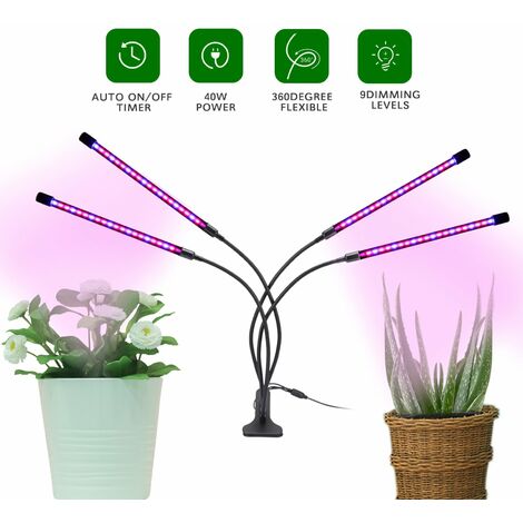 Grow Lights 4 Head Led Plant Light para plantas de interior Full Spectrum Light Four Tube Plants Lights Grow Light