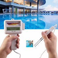 Probador de calidad del agua de la piscina, medidor de PH / cloro 2 en 1, detector de agua para la herramienta de prueba de PH del acuario del spa de la piscina, blanco