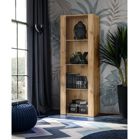Vitrine armoire Tivoli – Largeur 55cm x Hauteur 159cm x Profondeur 35cm – 3 étagères en verre – Panneaux laminés résistants à l’abrasion