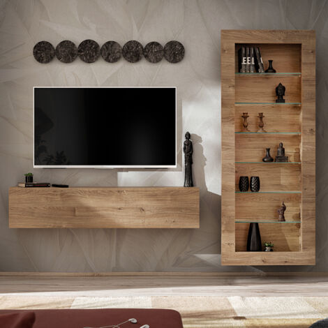 Ensemble de meubles TV Como, Chêne - Miel truffé, sans LED, pour salon, chambre à coucher