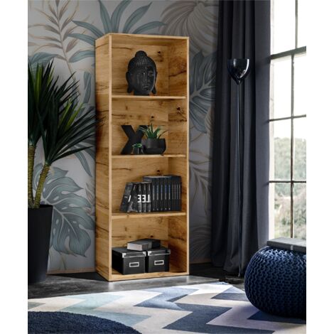 komodee, Étagère/Bibliothèque Taranto, Wotan, Largeur 55 cm x Hauteur 159 cm x Profondeur 35cm, sans LED, pour Salon, Chambre, Bureau