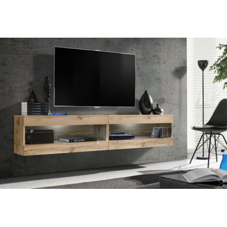 Komodee, Ensemble de Meubles Tivoli SET4,Wotan/Wotan, Largeur 200cm x Hauteur 41 cm x Profondeur 35 cm, sans LED, pour Salon, Chambre à coucher (1/5)