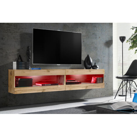 Komodee, Ensemble de Meubles Tivoli SET4,Wotan/Wotan, Largeur 200cm x Hauteur 41 cm x Profondeur 35 cm, LED Multicolore, pour Salon, Chambre à coucher
