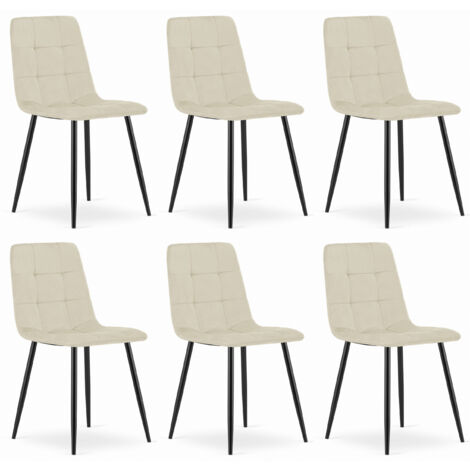 CETARA chaise en velours beige clair avec accoudoirs pieds en métal pour salon, salle à manger, 6 pièces, charge maximale 110 kg (1/5)