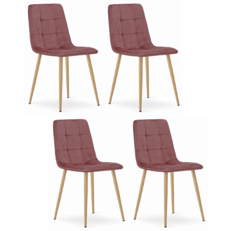 Chaise CETARA rose tapissée en velours pieds en métal dimensions 45x87x51 cm charge jusqu'à 110 kg pour le salon, bureau, 4 pièces (1/5)