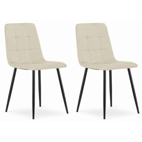 Chaise CETARA beige clair rembourré avec velours pieds en métal jusqu'à 110 kg pour salon, bureau, chambre, 2 pièces (1/5)