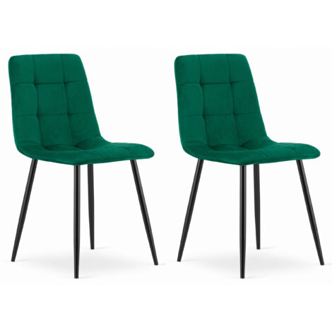 Chaise CETARA velours vert foncé avec accoudoirs pieds métal 2 pièces pour salon, bureau, chambre à coucher, dimensions 45x87x51 cm, charge jusqu'à 110 kg (1/5)