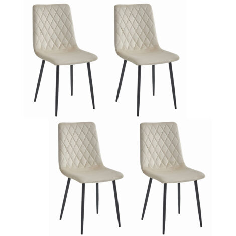 Chaise SCANNO beige tapissée en velours pieds en métal pour salon, bureau, chambre, salle à manger, 4 pièces, dimensions 45x89x53 cm, charge jusqu'à 110 kg (1/4)