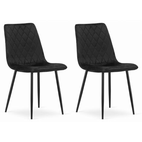 Chaise SCANNO, velours noir, pieds en métal, pour salon, salle à manger, chambre à coucher, set de 2 pièces, dimensions 45x89x53 cm, capacité de charge jusqu'à 110 kg (1/5)