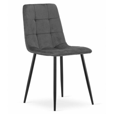 CETARA chaise velours gris foncé avec accoudoirs pieds métal pour salon, bureau, chambre à coucher, dimensions 45x87x51 cm, charge jusqu'à 110 kg (1/5)
