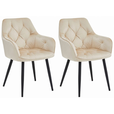 IRGOLI Chaise rembourré en velours beige avec pieds en métal, pour salon, cuisine, salle à manger, 2 pièces, charge jusqu'à 110 kg (1/5)