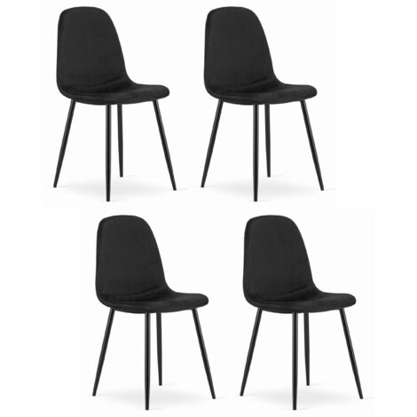 VERNAZZA chaise en velours noir avec pieds en métal, dimensions 45x88x51 cm, pour salon, bureau, 4 pièces, capacité de charge jusqu'à 110 kg (1/5)
