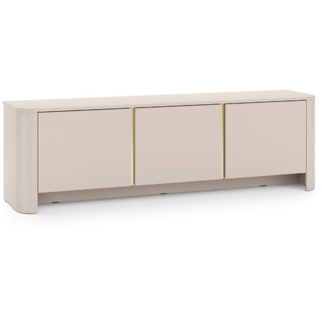 Meuble TV AMOS - Cachemire - Arrondi - Fermeture douce - Largeur 168 cm, Hauteur 52 cm, Profondeur 39 cm (1/5)