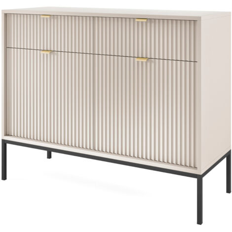 Commode NANAIMO KSZ104 - Cachemire - Poignées dorées - 2 tiroirs - Largeur 104 cm, Hauteur 83 cm, Profondeur 39 cm (1/5)