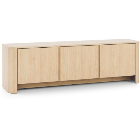 Meuble TV AMOS - Chêne - Arrondi - Fermeture silencieuse - Largeur 168 cm, Hauteur 52 cm, Profondeur 39 cm (1/5)
