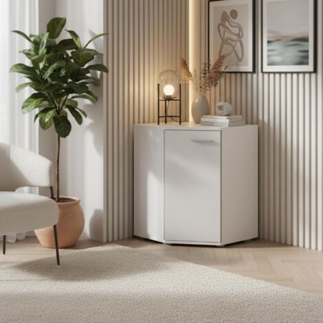 Buffet FAUSKE - Spacieuse - D'angle - Blanc - Largeur 58 cm, Hauteur 74 cm, Profondeur 58 cm