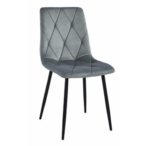 Chaise BOSA rembourrée en velours gris argenté, pieds en métal, dimensions 44x89x40 cm, pour le salon, la salle à manger, capacité de charge jusqu'à 110 kg (1/4)