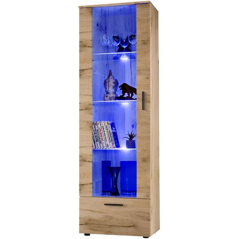 Vitrines Murales T40, Extreme Furniture, (LxHxP): 62 x 192 x 42, Carcasse en Noir Mat, Façades en Noir Brillant, sans LED (1/5)