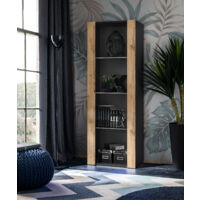 Vitrine armoire Tivoli – Noir/Wotan – 3 étagères en verre – Dimensions 55cm x 159cm x 35cm – Panneaux laminés résistants à l’abrasion