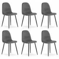 VERNAZZA chaise rembourrée en velours gris foncé avec accoudoirs pieds en métal pour salon, bureau, chambre à coucher, 6 pièces, dimensions 45x88x51 cm, charge jusqu'à 110 kg