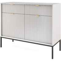 Commode NANAIMO KSZ104 - Grise - Poignées dorées - 2 Tiroirs - Largeur 104 cm, Hauteur 83 cm, Profondeur 39 cm
