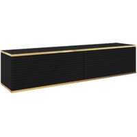 Meuble TV Banff RTV135 MDF, noir mat, chêne artisanal, 135 cm de large, 30 cm de haut, 32 cm de profondeur