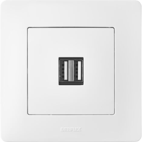 Debflex 746822 BLOK - Presa USB doppia 2,1 A, colore: Bianco