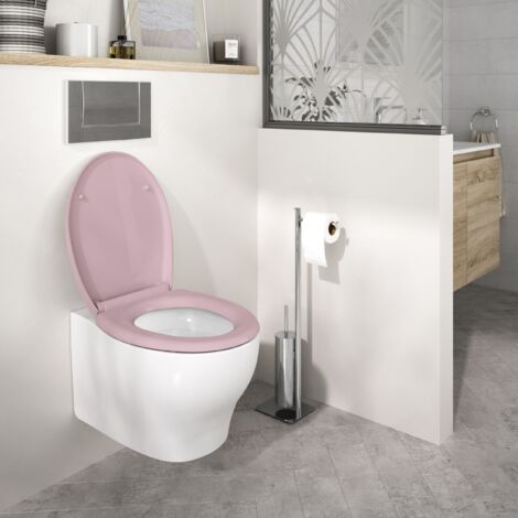 Abattant WC a fermeture progressive et declipsable BOREO rose poudre