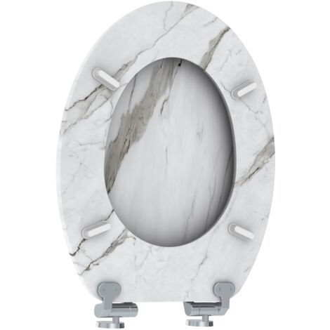 Allibert- Abattant WC en bois compressé décor marbre blanc 4 faces NATURO