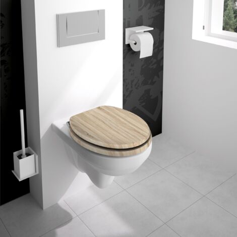 Allibert Abattant WC en bois compressé décor chêne clair 4 faces NATURO
