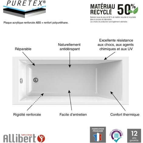 Allibert Baignoire asymétrique gauche SPACY 170 x 90 cm