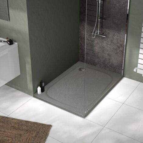 Allibert- Receveur de douche extra-plat texture effet pierre MOONEO RECTANGLE 140 x 90 cm gris