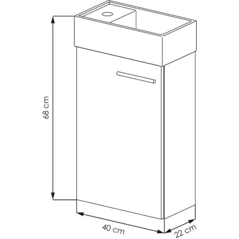 Allibert- Meuble lave-mains MIKE PACK 40 x 68 x 22 cm couleur chêne