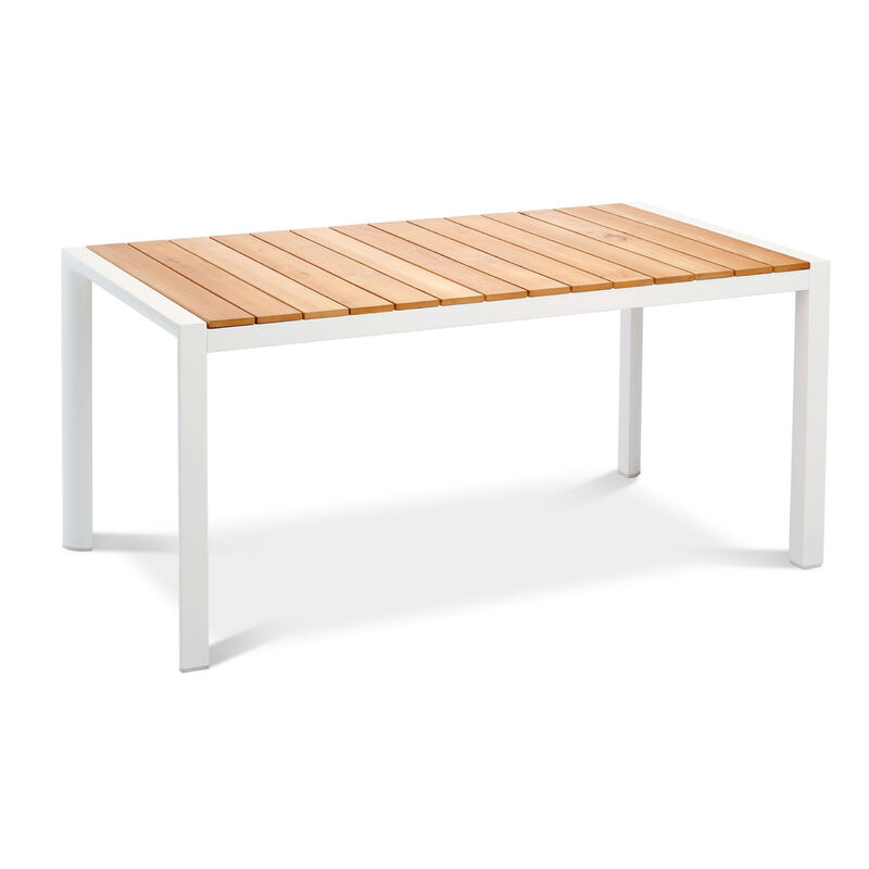 x Loungetisch Paros Aluminium 90 cm weiss/Teakholz Tisch Best Freizeitmöbel 160