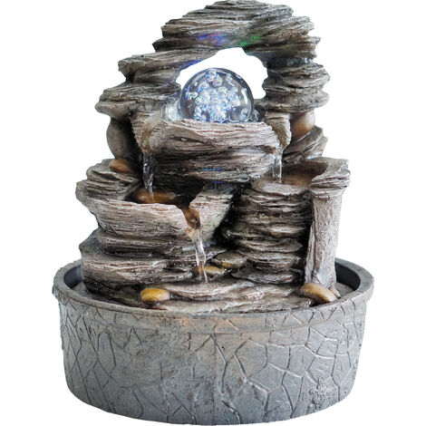Granimex Hiroto Raumbrunnen inkl. Glaskugel Pumpe und LED-Beleuchtung Wasserspiel H25 x D21cm (1/5)
