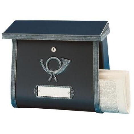 Heibi Briefkasten MULTI mit Zeitungsfach Antik-Stil Stahl schwarz-antik patiniert DIN C4 quer