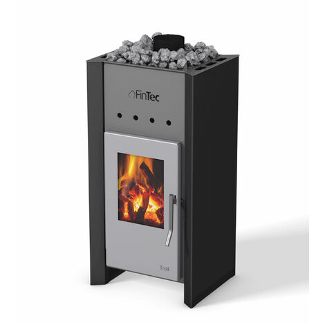FinTec TROLL 7,8 kW Holz-Saunaofen holzbefeuerter Saunaofen Black BImSchV 2