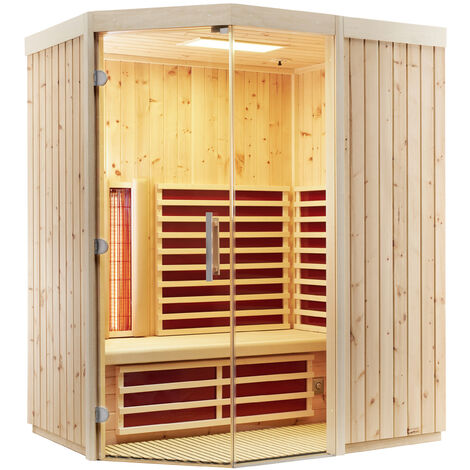 Infraworld TrioSol Unica 2 Infrarotkabine mit 2 ABC-Strahler wählbar in Fichte/Espe/Zirbe Breite: 179 cm - Holzart: Espe