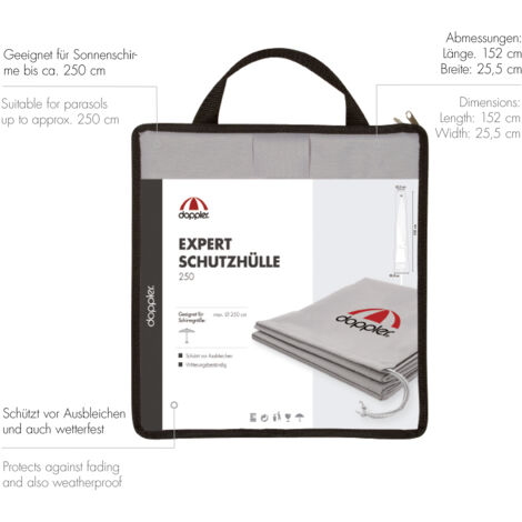 Doppler Schutzhülle EXPERT für Mittelmastschirme Sonnenschirme ø 250 300 350 / 400 x 400 cm Haube bis ø 250 cm
